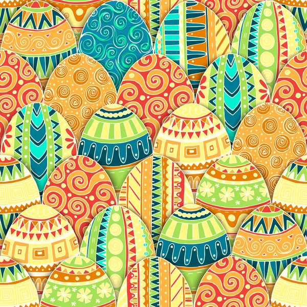 Hand-drawn doodle vector Easter seamless pattern. — Stock Vector