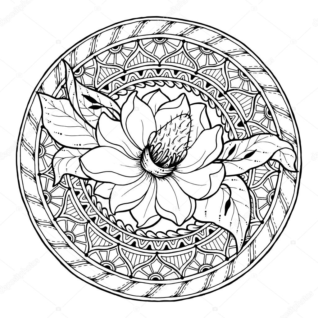 Circle summer doodle floral mandala. — Stock Vector © JuliaSnegireva