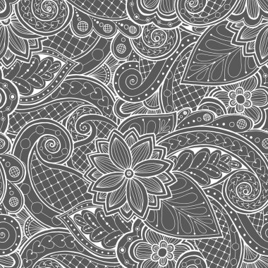 Desen karalamalar, çiçek ve paisley doodle.