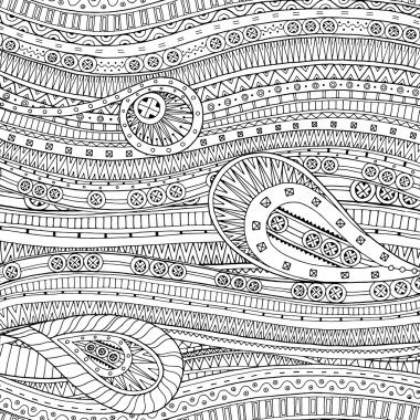 Doodle etnik desenli vektör arka planda doodle.