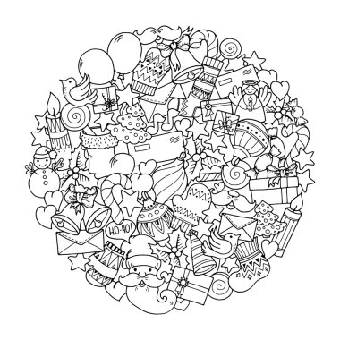 Noel tema. Kış mandala doodle.
