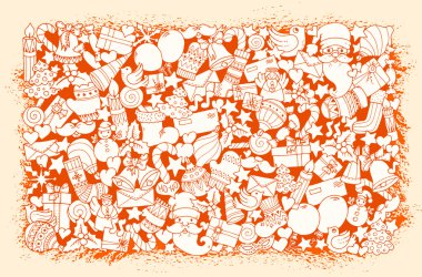 Noel tema. Doodle kış desen.