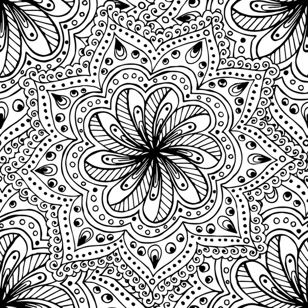Doodle nahtlosen Hintergrund in Vektor mit Doodles, Blumen und Paisley. — Stockvektor