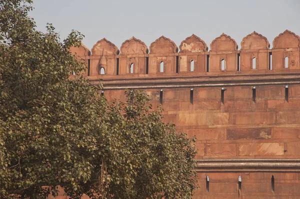 Muralla Del Fuerte Rojo Vieja Delhi Delhi India — Foto de Stock