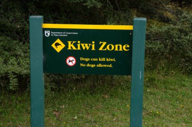 Caution signal by the kiwi presence. clipart