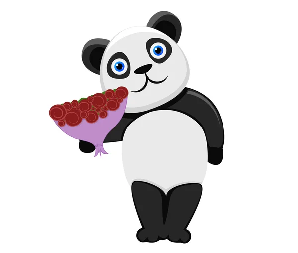 Panda com flores — Vetor de Stock