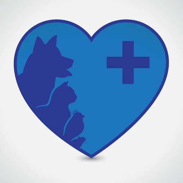 Cat and Dog. Heart — Stock Vector