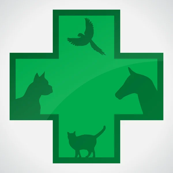 Veterinary sign. Cat Dog Bird Horse — Stock Vector