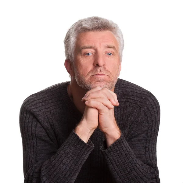 Senior adult older man lost  thought — Stock Photo, Image