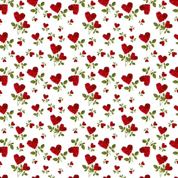 Padrão pétalas de rosa de coração vermelho em um talo — Fotografia de Stock