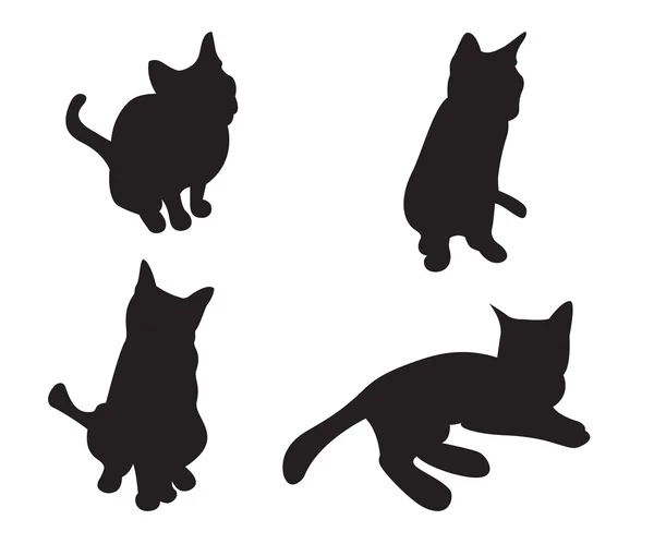 Aantal katten die silhouetten geïsoleerd op een witte achtergrond. — Stockvector