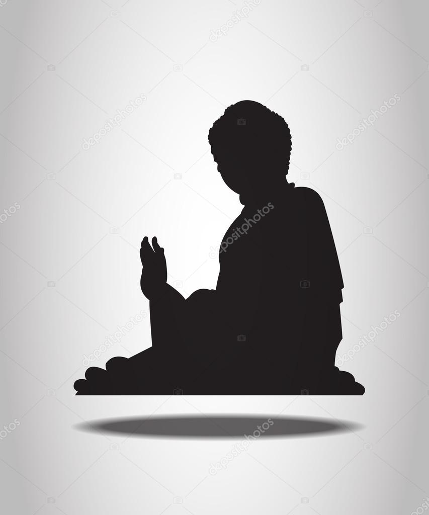Big buddha statue on the mountain in Hong Kong Silhouettes on th
