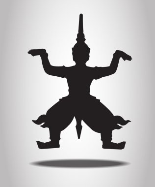 Beyaz arka plan üzerinde Tay dev Silhouettes