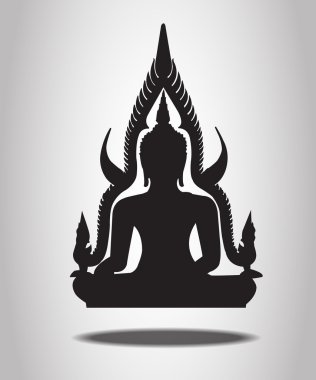 Beyaz arkaplanda Buda Siluetleri