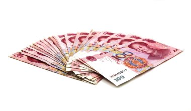 Chinese yuan money 100 banknotes clipart
