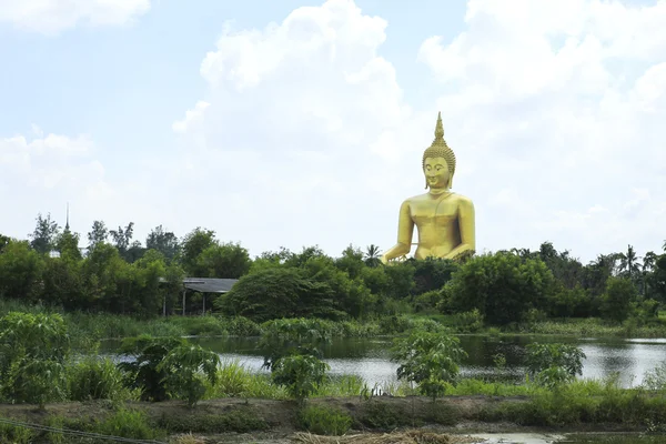 Big golden and art of buddha at Wat muang — Stock Photo, Image