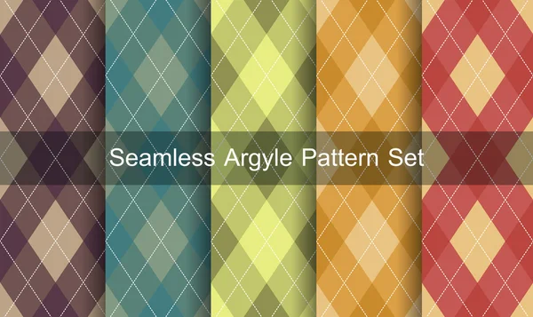 Seamless argyle pattern. Diamond shapes background. Vector set. — Stock Vector