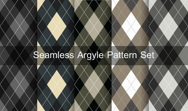 Seamless argyle pattern. Diamond shapes background. Vector set. — Stock Vector