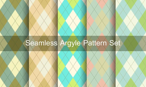 Seamless argyle pattern. Diamond shapes background. Vector set. — Stock Vector