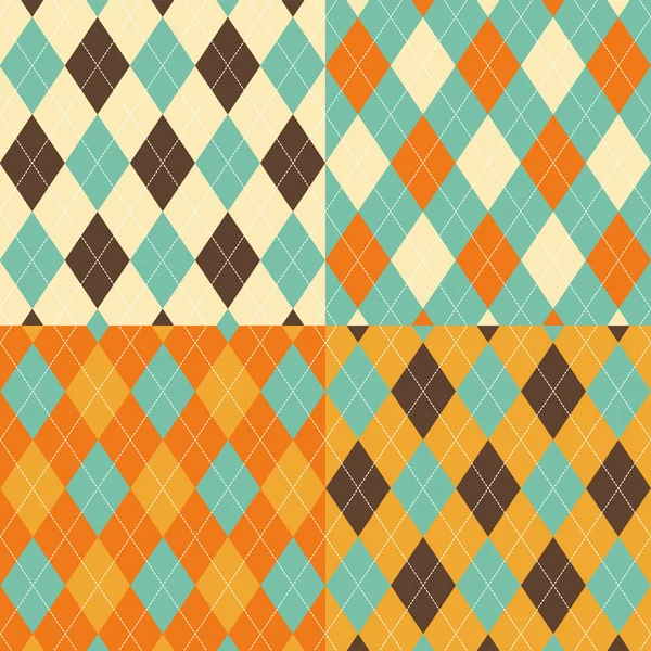 Seamless argyle pattern. Diamond shapes background. Vector set. — Stock Vector