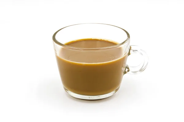 Café en taza de vidrio aislado sobre fondo blanco . — Foto de Stock