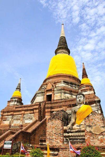 Alte Tempelarchitektur, wat yai chai mongkol in Ayutthaya, tha — Stockfoto