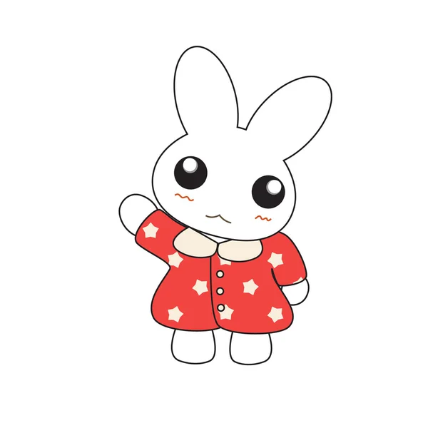 Sevimli çizgi tavşan kız güzel, pembe elbiseli. — Stok Vektör