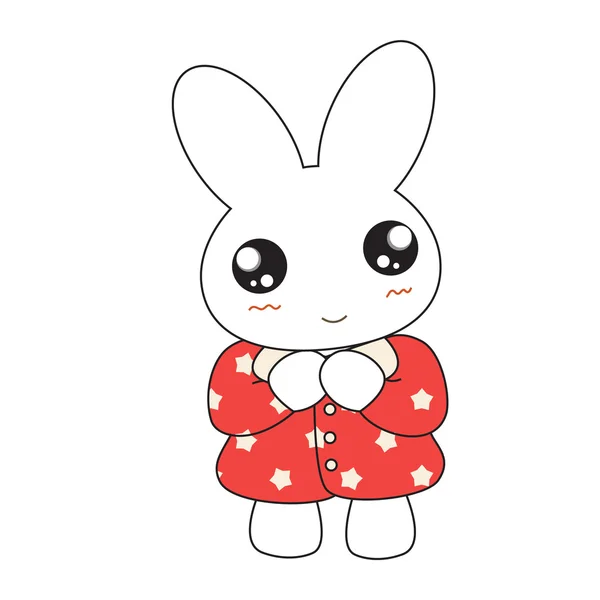 Cute cartoon bunny girl in a pretty pink dress. — Stock Vector