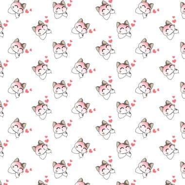 sevimli çizgi kediler desen.