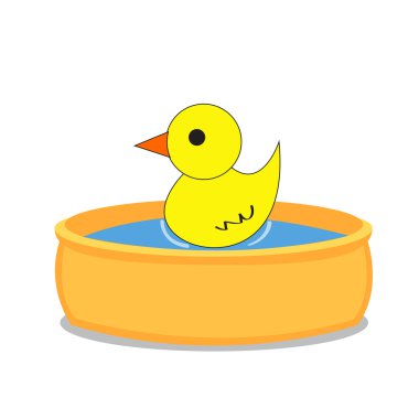 Küvet ve bir ördek. Yalıtılmış nesne arka plan.