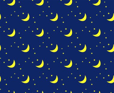 Vektör gece gökyüzü desen, ay ve yıldız