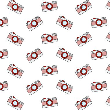 Retro kamera desen beyaz arka plan üzerinde