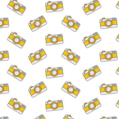 Retro kamera desen beyaz arka plan üzerinde