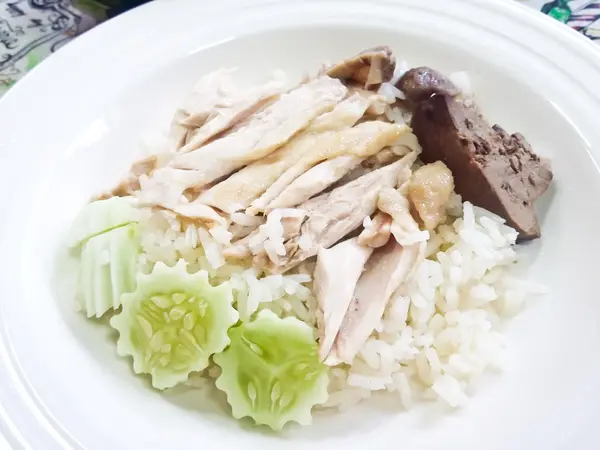 Ryżu na parze z rosół, tajskie jedzenie — Zdjęcie stockowe