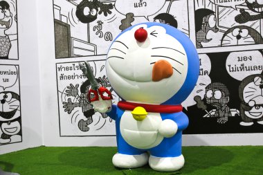Bangkok - 03 Aralık 2015: Doraemon fotoğraf maskot yineleme