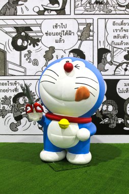 Bangkok - 03 Aralık 2015: Doraemon fotoğraf maskot yineleme