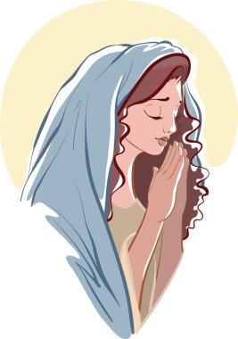 bir Meryem Ana üzerinde beyaz izole dua vektör çizimler
