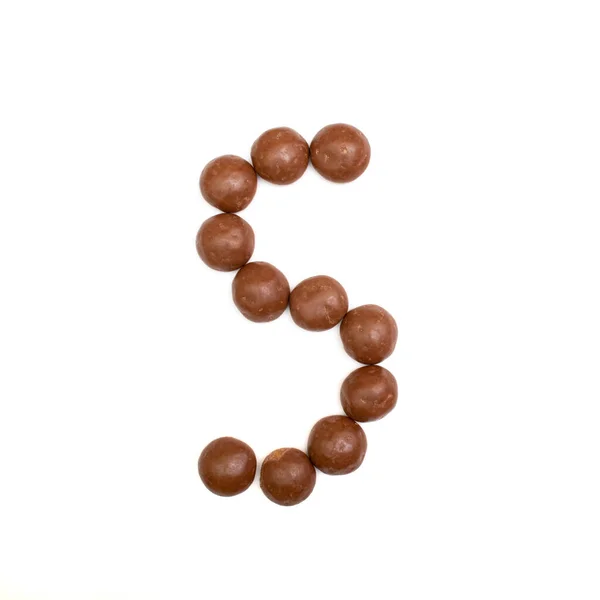 Der Buchstabe Geschrieben Brauner Schokolade Pepernoten Eine Traditionelle Holländische Süßigkeit — Stockfoto