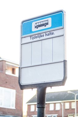 Hollanda otobüs durağı için imza, geçici durak.