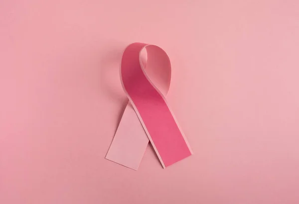 Fita Conscientização Câncer Mama Rosa Fundo Rosa Pastel Medicina Conceito — Fotografia de Stock
