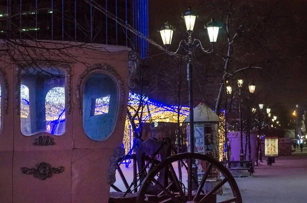 Vintage Street Lights Festlige Gater Jul Nyttår Nattlige Turer – stockfoto