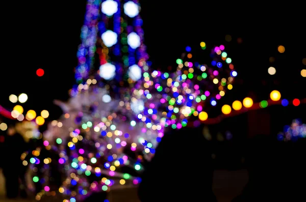 Festive Blurred Background Glowing Garlands Streets City Christmas New Year — Stock Photo, Image