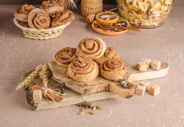 Ett Steg För Steg Recept Söta Rosenkanelbullar Steg Bakade Kanelbullar — Stockfoto