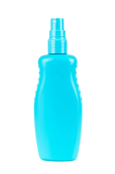 Blank blue cosmetic bottle with atomizer — Stock Photo, Image