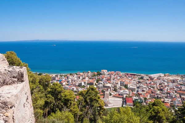 Flygfoto över Zakynthos stad från den venetianska borgen — Stockfoto