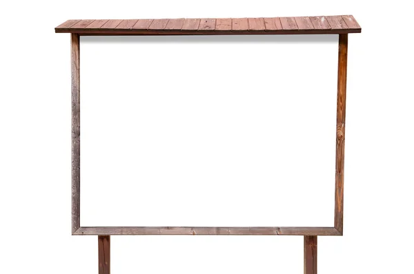 Prázdné dřevěné billboard na bílém pozadí — Stock fotografie