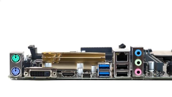 Connectors of the computer motherboard — Stock Photo, Image