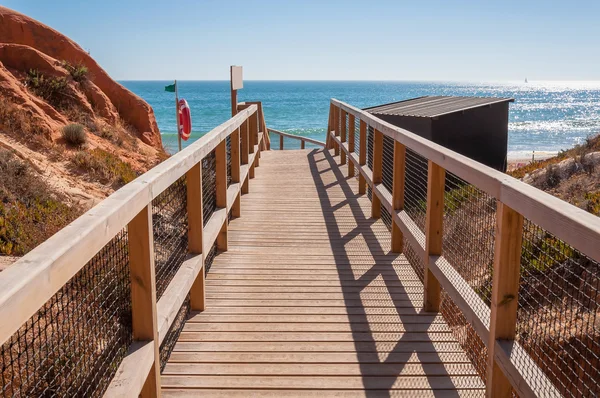 Caminho de madeira para Falesia Beach em Portugal — Fotografia de Stock