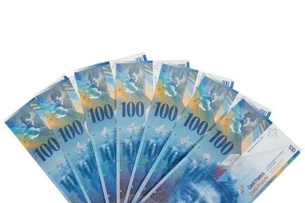 Банкноты по 100 швейцарских франков — стоковое фото