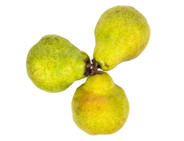 Tres peras frescas sobre fondo blanco — Foto de Stock